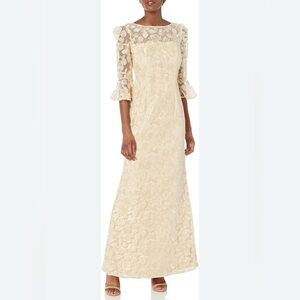 Adrianna Papell Cream Floral Lace Gown